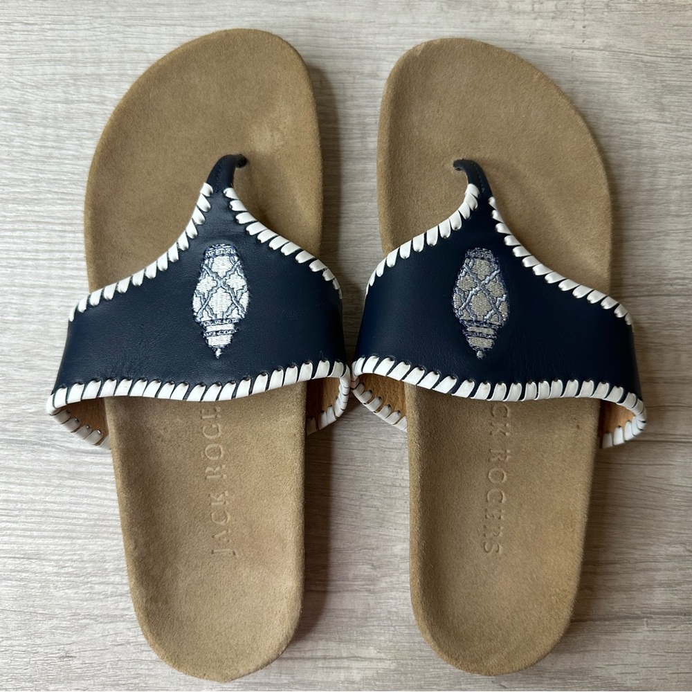 Jack Rogers USA Casual Sandal in Midnight & White with Suede Sole in Size 6.5 - Picture 2 of 9